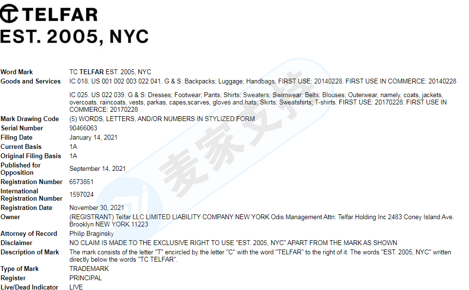 新品牌TELFAR由GBC律所代理連發(fā)兩案，這些商標(biāo)不要碰！趕緊自查