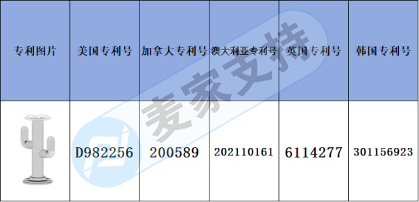 跨境侵權(quán)預(yù)警——開花的仙人掌貓爬架布局多國專利，侵權(quán)風(fēng)險不小！